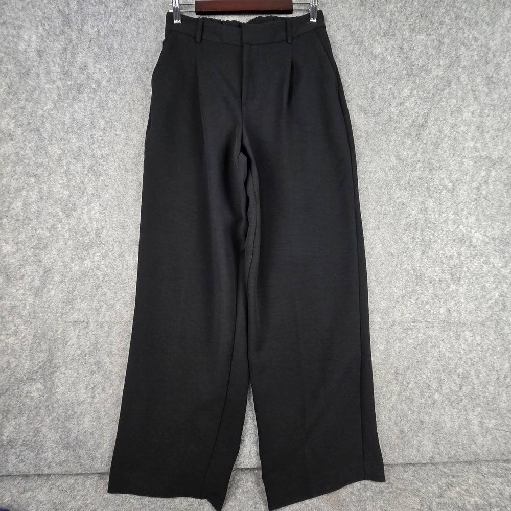 A New Day Trousers Womens 6 Black Wide Leg Pleated High Rise Pants